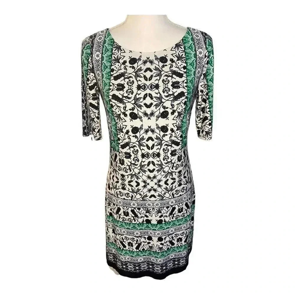 Vince Camuto Women’s Size 2 Patterned Elbow Sleeve Jersey Knit Dress